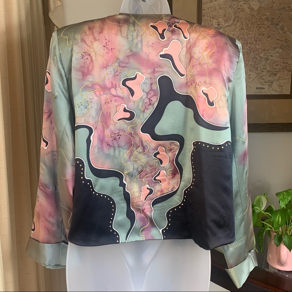 Louise Blumberg Silk Watercolor Art Blazer Jacket - Picture 8 of 13